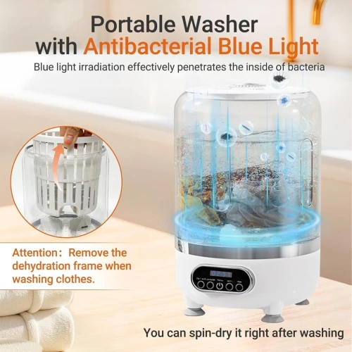 Mini Machine à Laver Portable 3L avec Lumière Bleue