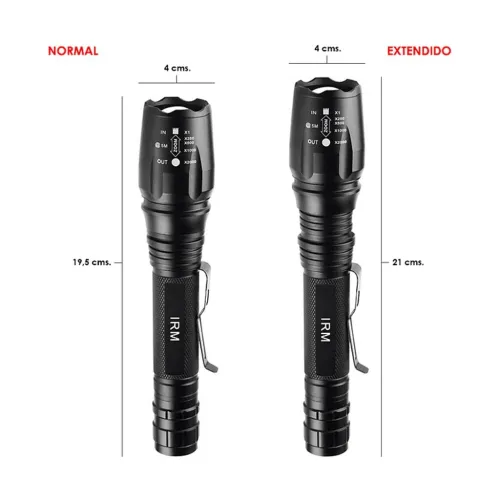 Lampe de poche tactique IP65 de 18 000 lumens - avec lumière LED et deux piles rechargeables - Swat