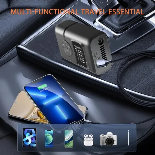 Gonfleur Électrique Portable  Manomètre Digital et Lumière LED
