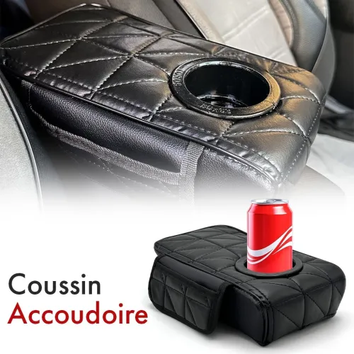 Coussin dAppui-Bras Auto V2 Ergonomique avec Support Gobelet