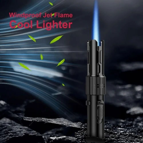 Briquet Gaz Long Rechargeable  Allumage Précis et Torche Puissante
