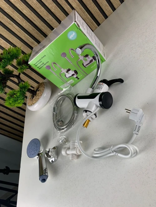 Robinet Chauffe-Eau Instantané avec Douchette pour Salle de Bain