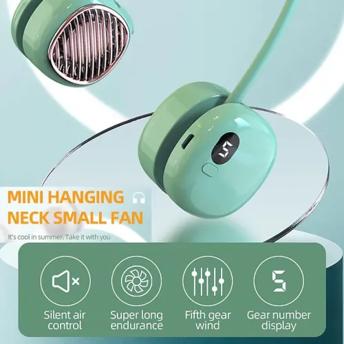 Ventilateur Personnel Tour de Cou  Écran LED, Rechargeable USB-C et Ultra Léger