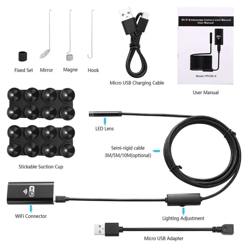 Caméra Endoscope WiFi 8mm  Inspection pour Smartphone avec LED