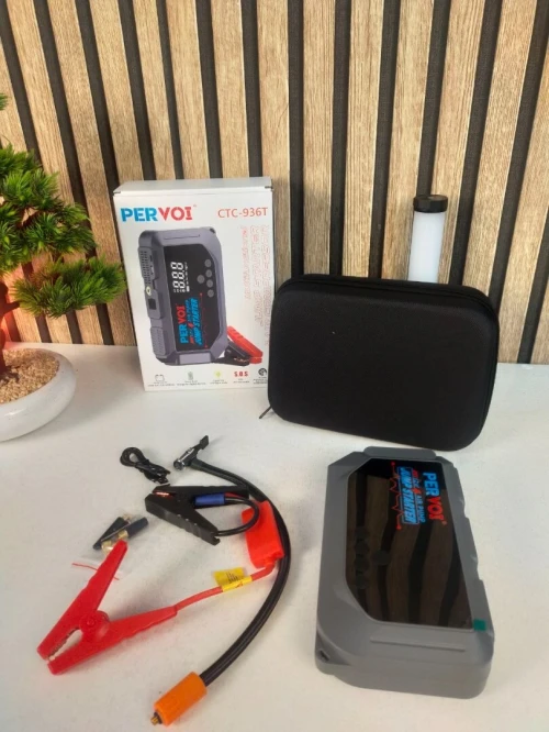Booster de Batterie Voiture 2-en-1 Compresseur d'Air et Écran Numérique
