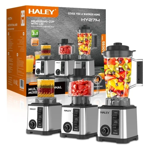 Mixeur Blender 3-en-1 HALEY HY-2714  Hachoir et Moulin Intégrés
