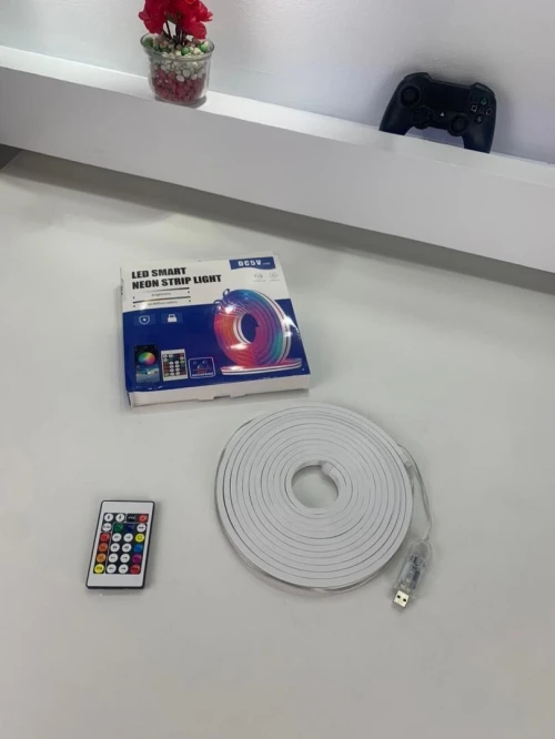 Bande LED Néon Flexible RGB 5m avec Bluetooth et USB  شريط إضاءة نيون مرن بطول 5 أمتار مع بلوتوث