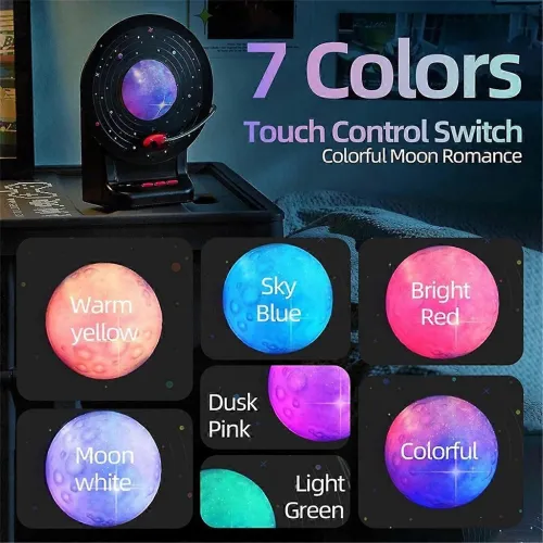 Enceinte Bluetooth avec Lampe Lune LED 3D à 7 Couleurs Ajustables