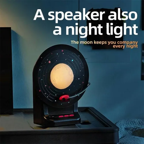 Enceinte Bluetooth avec Lampe Lune LED 3D à 7 Couleurs Ajustables
