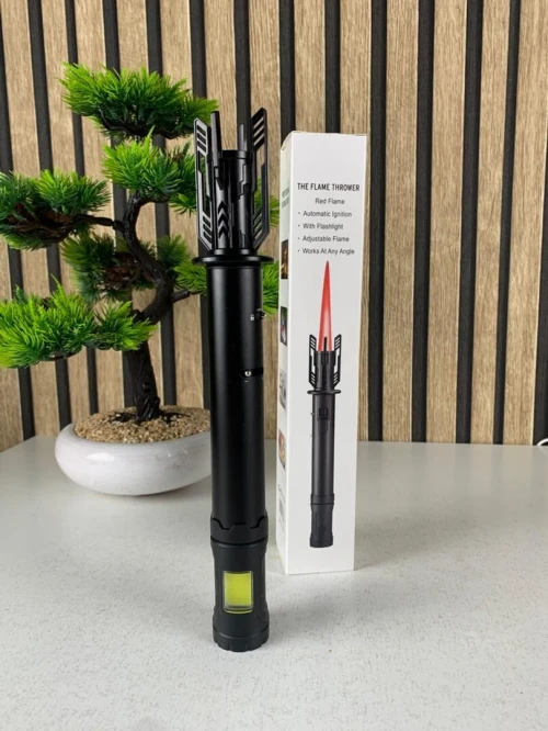 Briquet Gaz Long Rechargeable  Allumage Précis et Torche Puissante