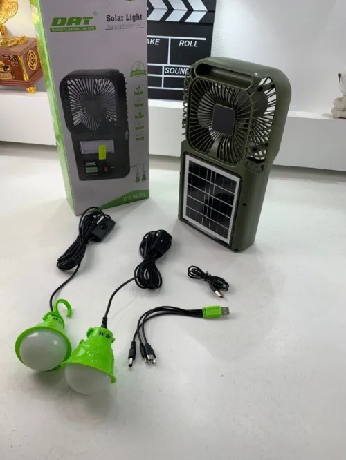 Kit Solaire Multifonction DT-9030  Ventilateur + Lampe LED avec Panneau Solaire Intégré