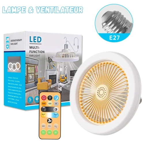 Plafonnier Ventilateur 2-en-1  Éclairage LED et Ventilation Moderne Silencieuse avec Télécommande 30W 220V