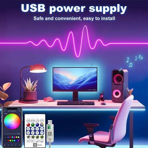 Ruban Lumineux Néon 3M RGB - Flexible, Waterproof avec Télécommande et Application