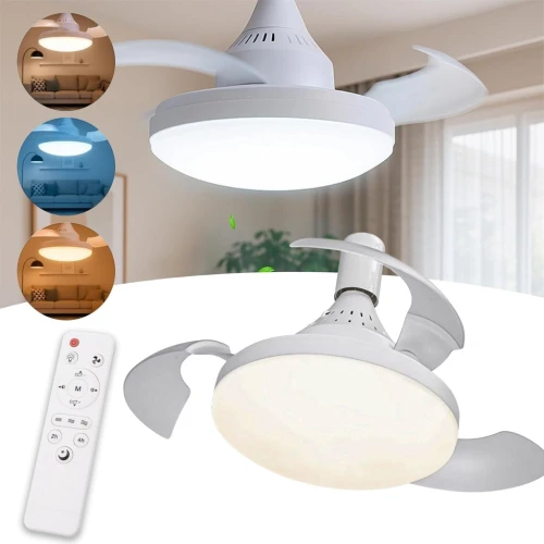Ventilateur Plafond avec Lampe Intégrée Réglable - Télécommande Incluse
