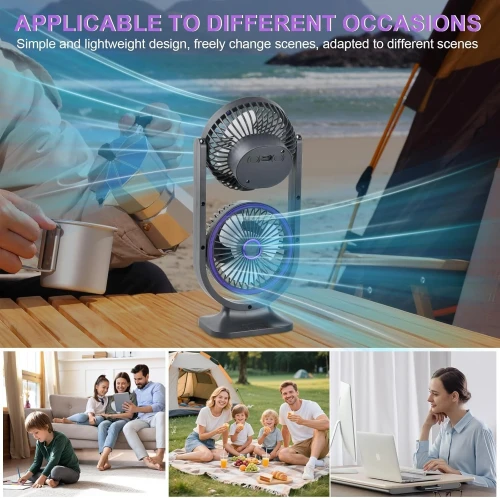 Ventilateur USB Double Tête  Refroidissement Réglable 3 Modes