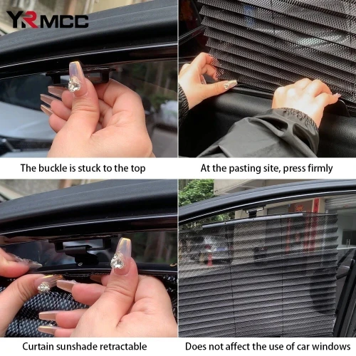 Rideau pare-soleil rétractable pour vitres de voiture 2Pcs  واقي الشمس في السيارة