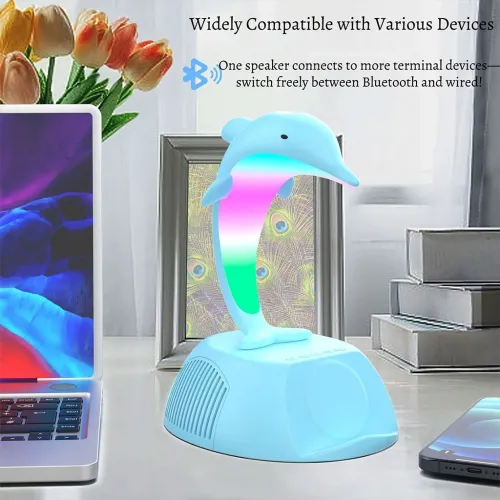 Enceinte Bluetooth Dauphin avec Lumière LED RGB et Chargeur Induction 15W