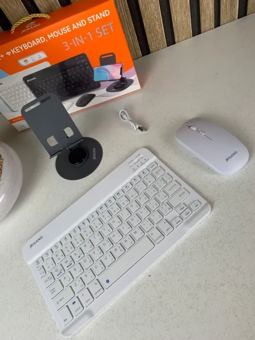 Clavier + Souris avec Support Smartphone Multi-Compatibilité Windows / iOS / Android