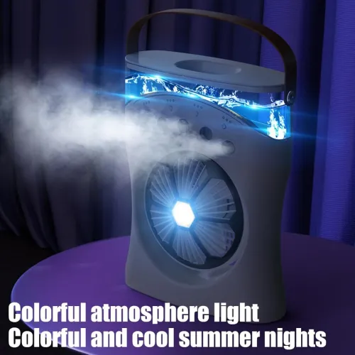 Ventilateur Portable avec Brumisation  3 Vitesses et USB et Éclairage