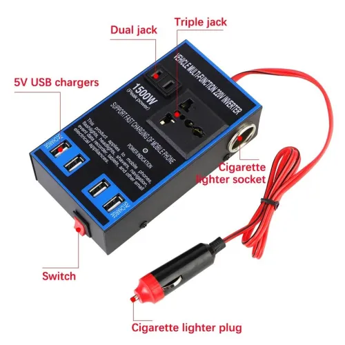 Convertisseur Électrique Auto - Transformateur 12V/24V vers 110V/220V