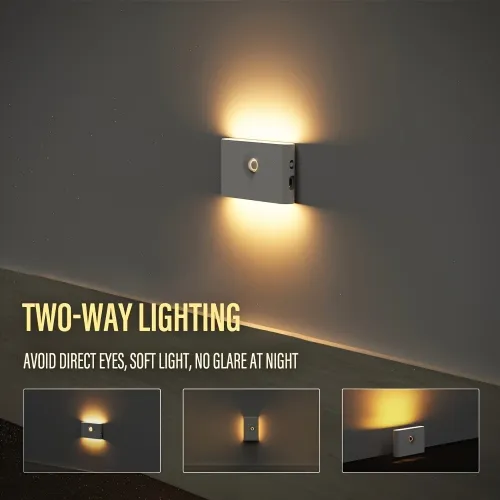 Lot de 2 Lampes Murales LED avec Capteur de Mouvement Rechargeables