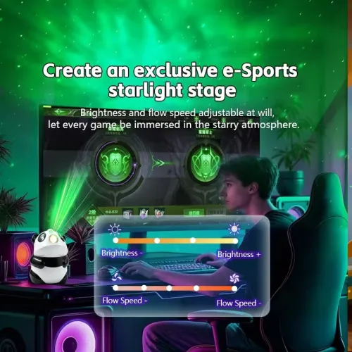 Veilleuse Panda Projecteur d'Étoiles  Haut-Parleur Bluetooth et 15 Modes d'Éclairage