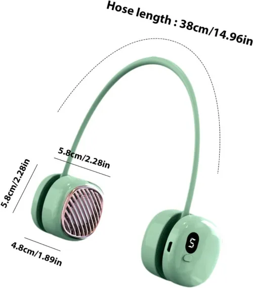 Ventilateur Personnel Tour de Cou  Écran LED, Rechargeable USB-C et Ultra Léger