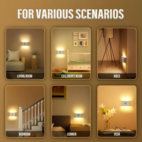 Lot de 2 Lampes Murales LED avec Capteur de Mouvement Rechargeables