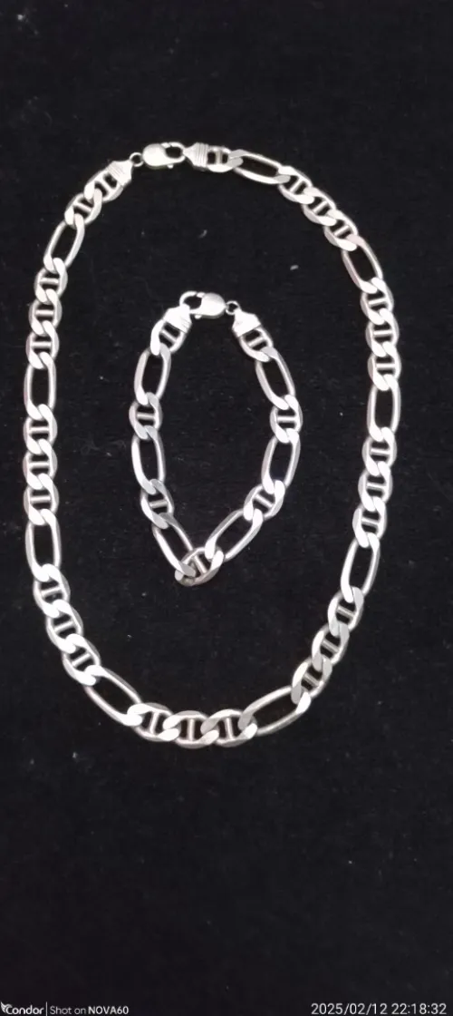 Chaine + gourmette en argent 925 de 131 gr