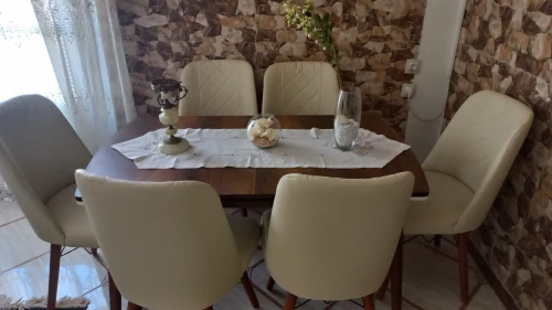 Table salle à manger extensible 6 chaises en sky
