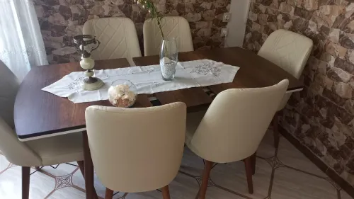 Table salle à manger extensible 6 chaises en sky
