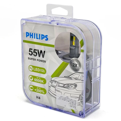 Kit Lampe de phare LED H4 Philips 6000K-16000LM Ultra Puissant - مصابيح إضاءة أمامية للسيارات