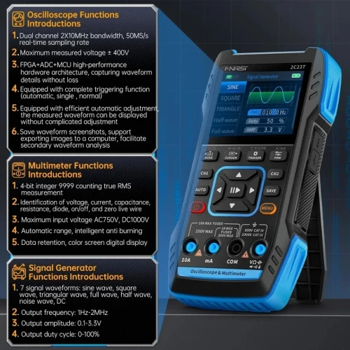 FNIRSI-Oscilloscope numérique 2C53T, multimètre + générateur de signal de fonction