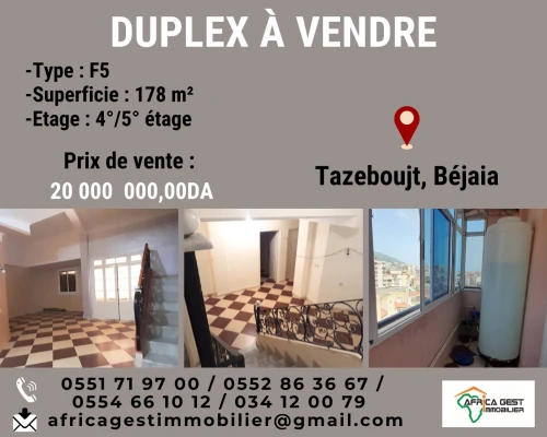 Vente Duplex F5 Bejaia Bejaia
