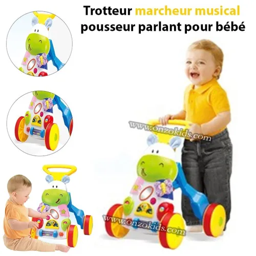 Trotteur marcheur musical pousseur parlant pour bébé