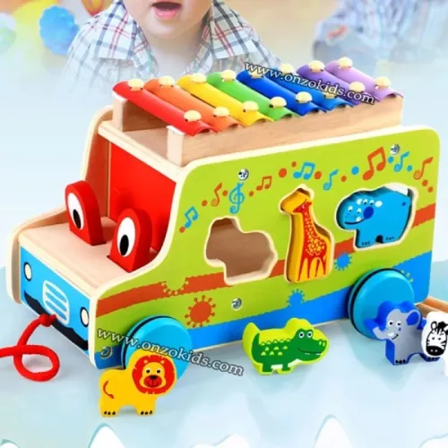 Jouet éducatif Remorque en bois Xylophone en Bois