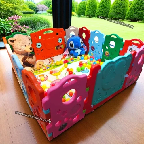 Parc de Jeux extensible + Tapis double faces + 50 Balles pour Bébé