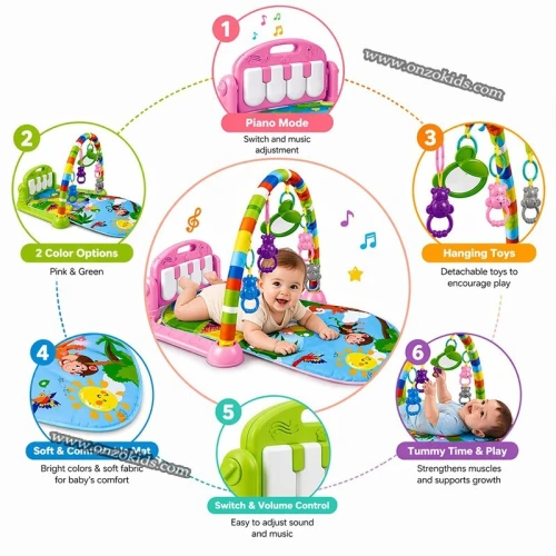 Tapis d'éveil Bébé Multifonction avec Arche et Jouets
