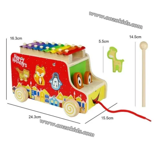 Jouet éducatif Remorque en bois Xylophone en Bois