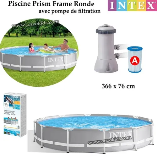 Piscine Prism Frame Ronde 366 x 76 cm avec pompe de filtration  Intex