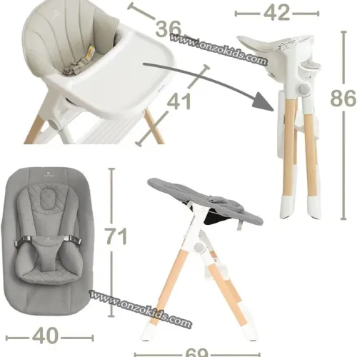 Chaise Haute Bébé Évolutive en Bois- Olmitos