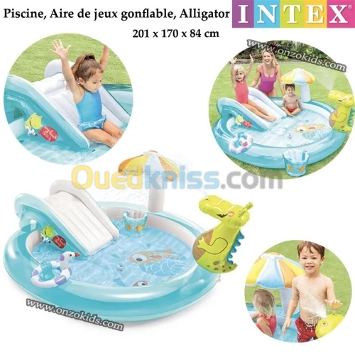 Piscine, Aire de jeux gonflable, Alligator 201 x 170 x 84 cm - Intex