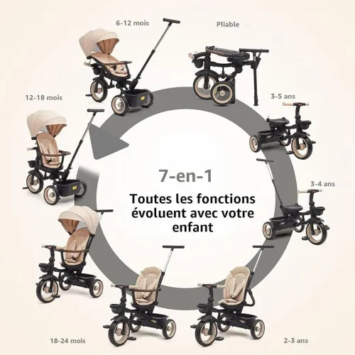Vélo Poussette 7en1 guidon parental réglable -Kidilo
