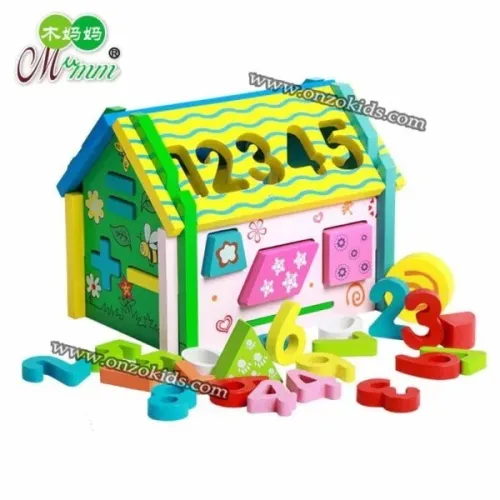 jeux educatif Maison des chiffres en bois
