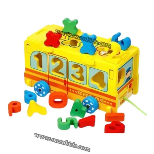 jeu éducatif Trieur de bus en bois Nicekids avec cadrans et 411 coloré