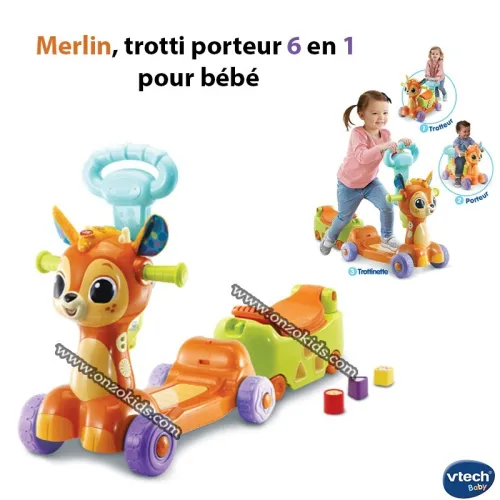 Merlin, trotti porteur 6 en 1 pour bébé | VTech