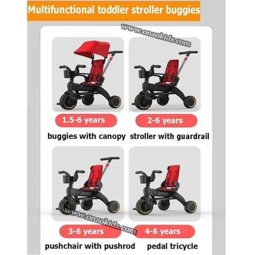 Poussette Tricycle compacte pliable avec Siege réversible