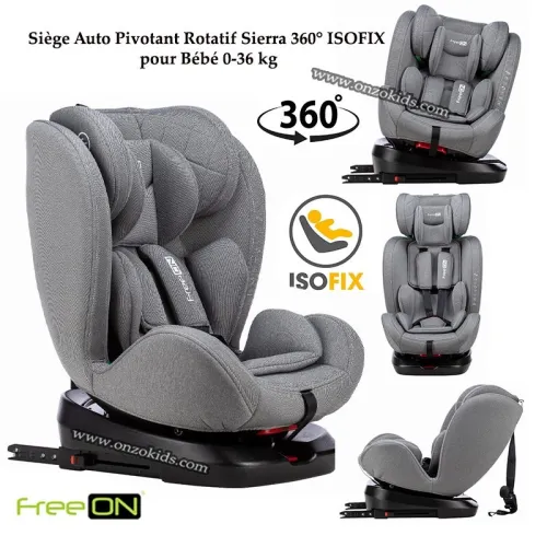 Siège Auto Pivotant Rotatif Sierra 360 ISOFIX pour Bébé 0-36 kg