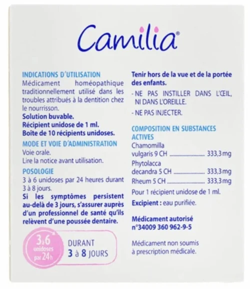 Camilia solution buvable Boiron 30 unidoses