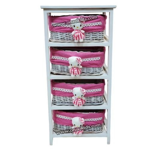 Commode en osier avec 4 tiroirs